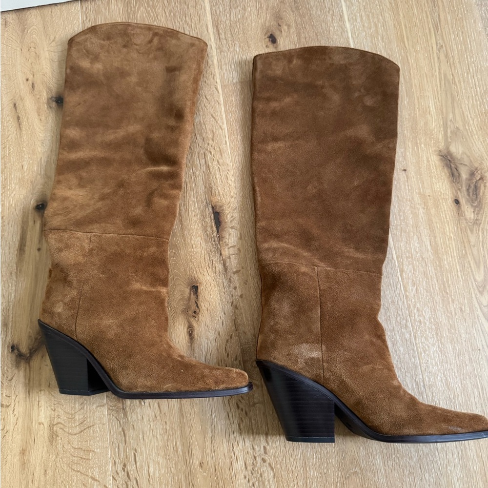 Brown Suede Knee-High Boots